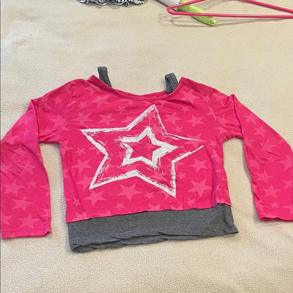 Pink Star Long Sleeve Kids Tee